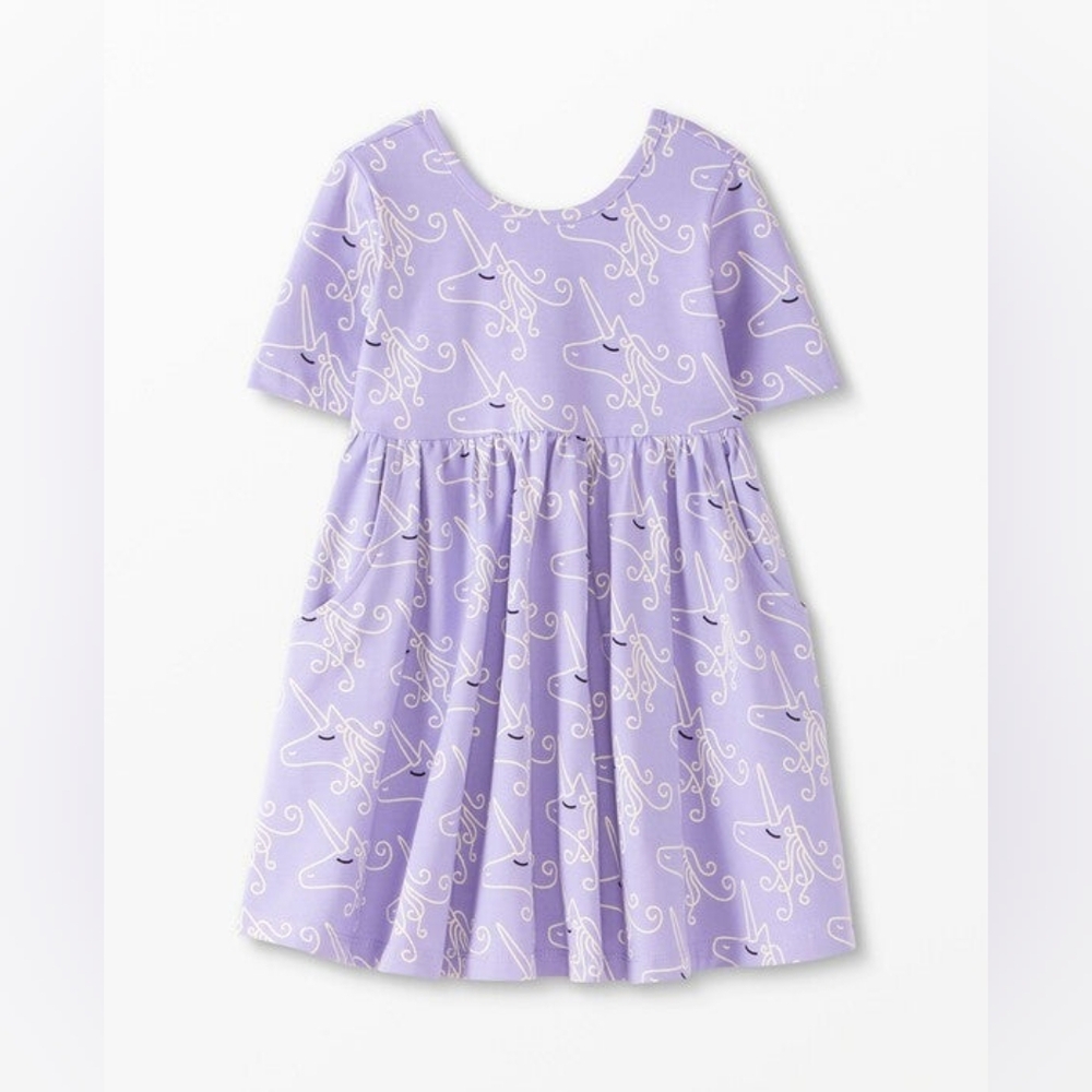 Hanna Andersson Elbow Print Skater Dress Girls Sz 10